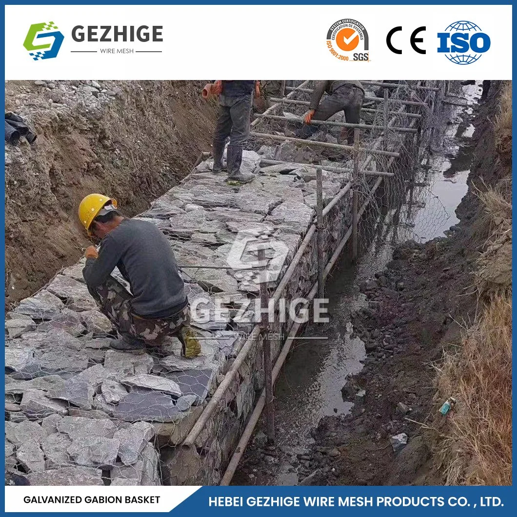 Gezhige 80X100 mm Galvanized Steel Gabion Cage Manufacturers 3.0-4.0mm Selvedge Wire Thickness PVC Coated Steel Mesh Gabion China 2.0*1.0*1.0 M Galvanized Mesh