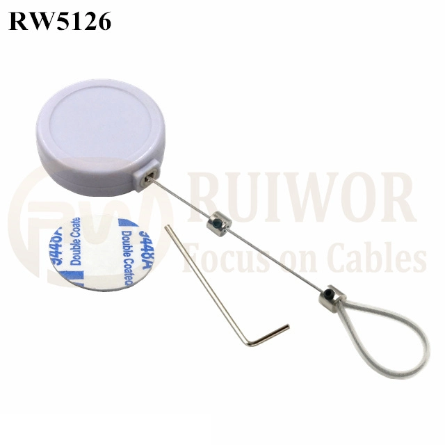 RW5126 Round Mini Anti Lost Recoiler Plus Adjustable Stainless Steel Wire Loop Coated Silicone Hose