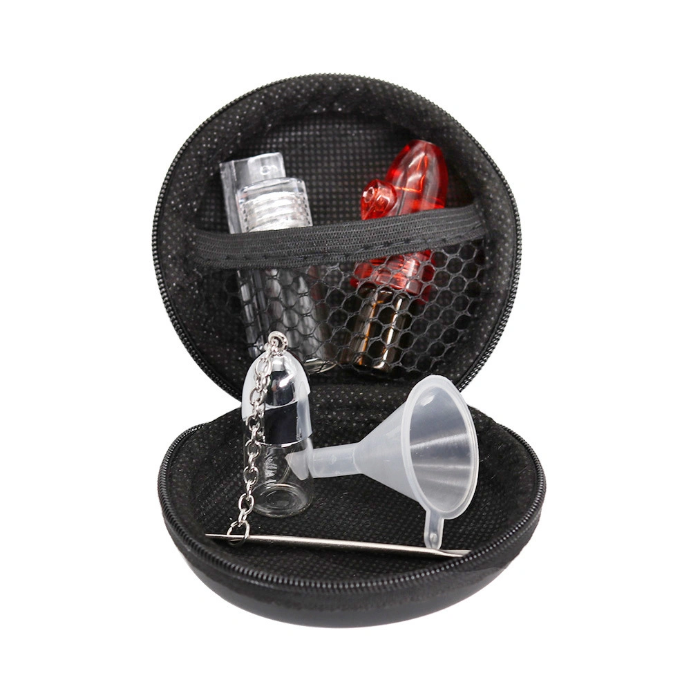 Round Bag Shape Smoking Set Portable Zipper Glass Cigarette Case Funnel Tobacco Dry Herb DIY Accessories