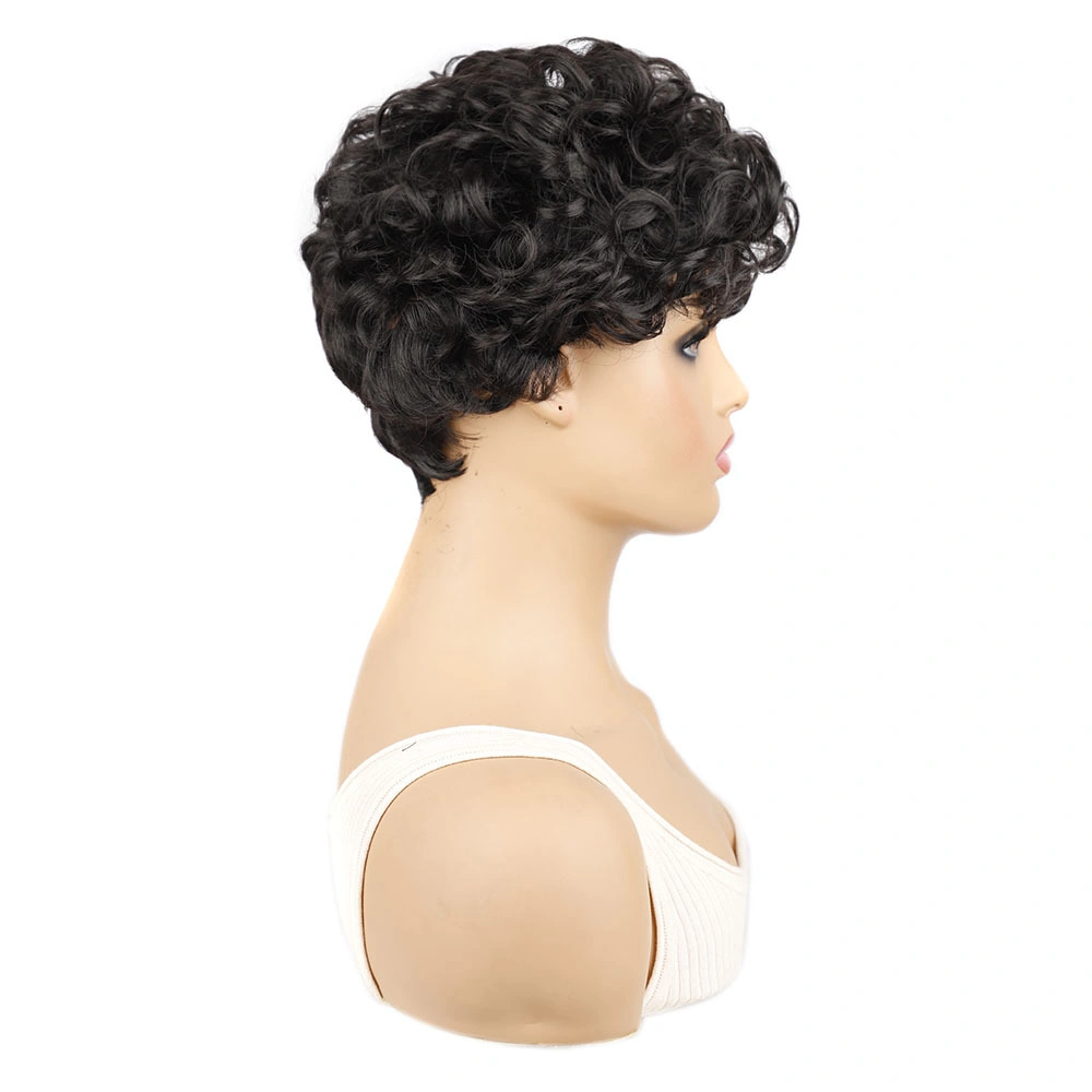 Perruques courtes pour femmes, perruques naturelles ondulées pour femmes noires, perruque en fibre synthétique résistante à la chaleur, perruque coupe pixie avec frange, perruque américaine africaine.