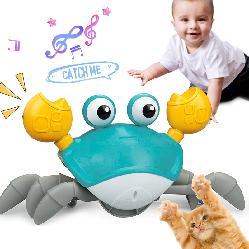 Bebé Tummy Time Música Eléctrica caminar Crazín Pet Dog Gato Chase Auto Sensing Escape Crab niño pequeño Aprendizaje crab bebé Juguete