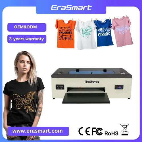 Erasmart Professional Small Digital A3 A4 L1800 White Toner Roll Transfer Pet Film Cloth Fabric Dtf Printer Direct to Film Bags Printing Machinery