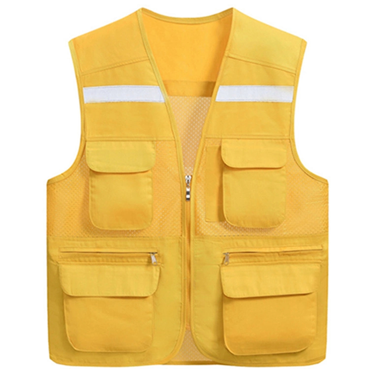 Outdoor Pure Color Safety Breathable Mesh Man Workwear Vest