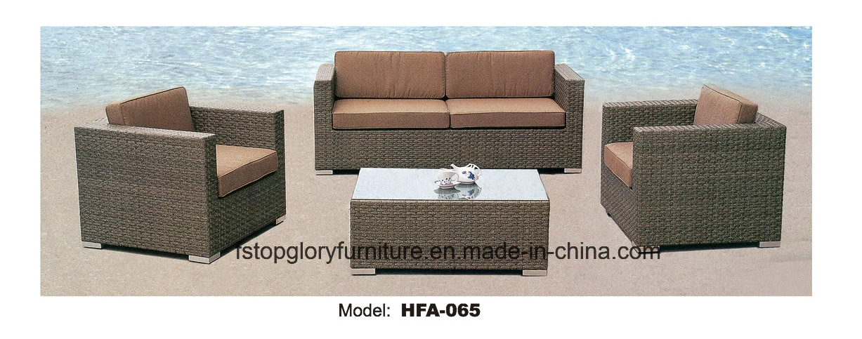 Iron Frame PE Rattan Leisure Outdoor Sofa Table Chaise Set Furniture