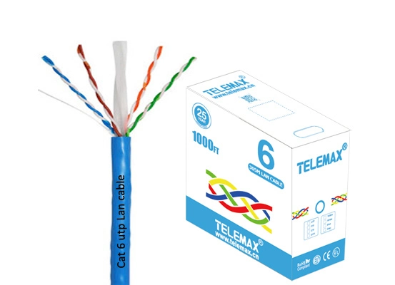 كبل شبكة LAN UTP (كبل مزدوج مجدول غير محمي) من Cat 6 بشبكة غلاف من مادة PVC بطول 0.57 مم اختبار Fluke الخاص بالكابل