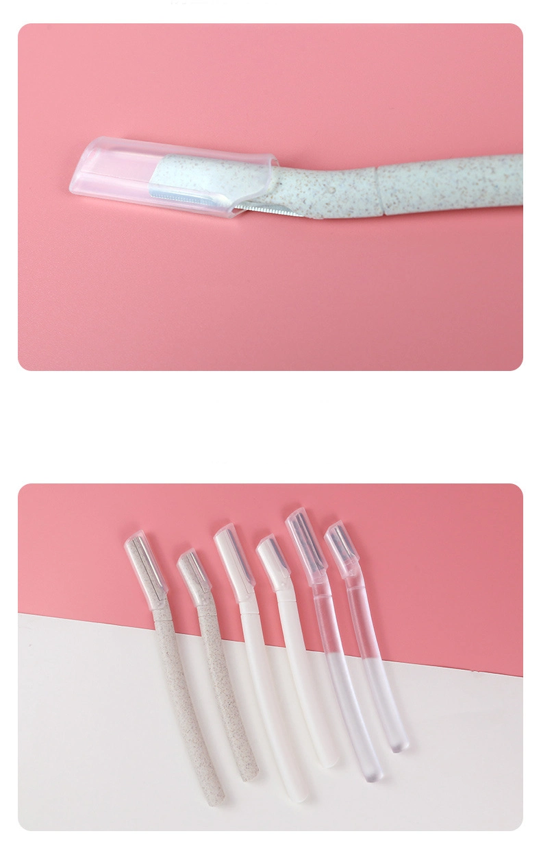 Biodegradable Eco-Friendly Wheat Straw Material Eyebrow Razor with Micro Safety Guard Natural Color