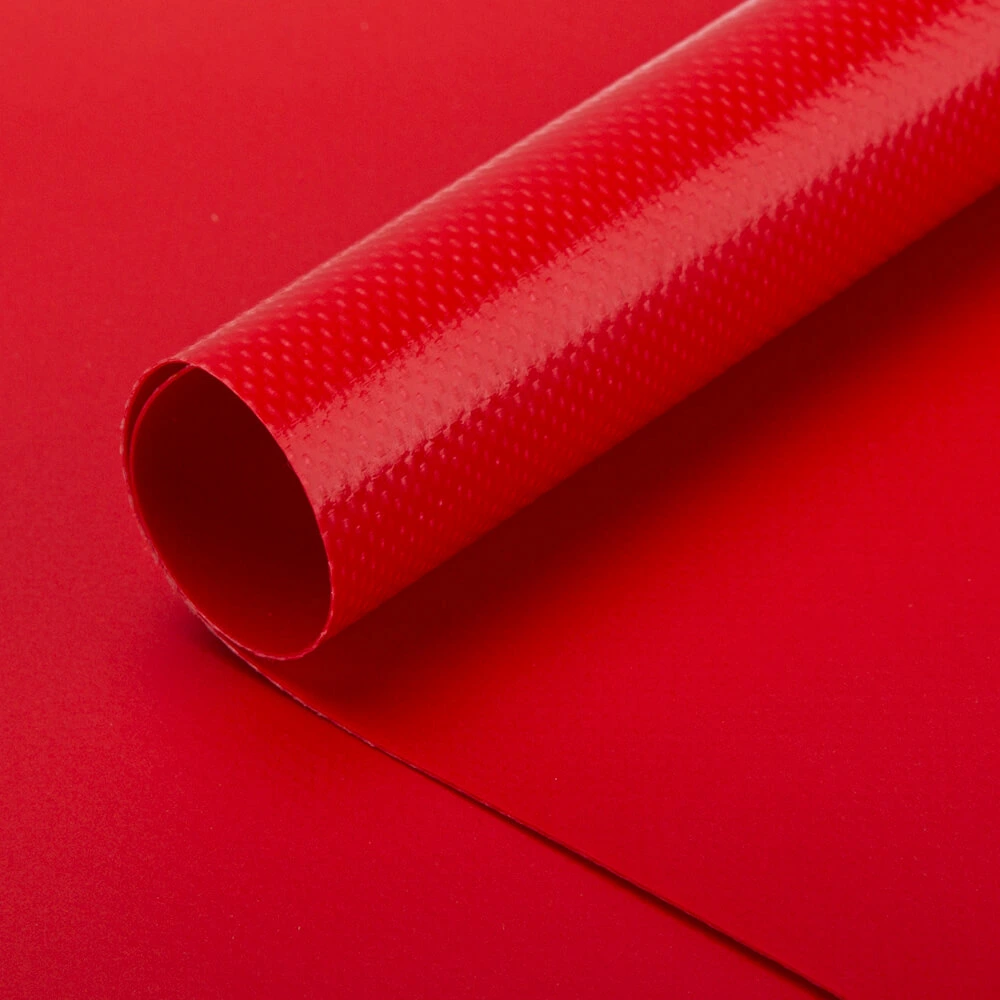 Matte Surface 610GSM PVC Knife Coated Tarpaulin Snow Removal Lifting Tarp Fabrics in Red
