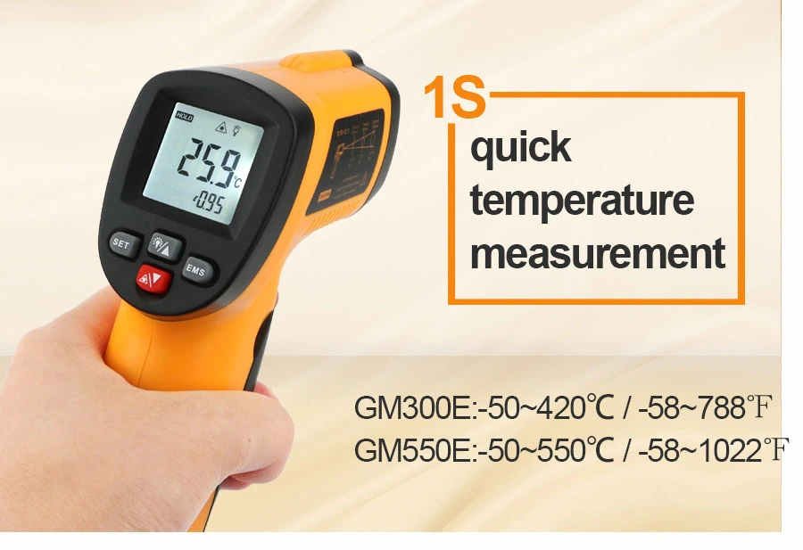 Infrared Thermometer Digital Hygrometer Non-Contact LCD IR Laser Temperature Meter