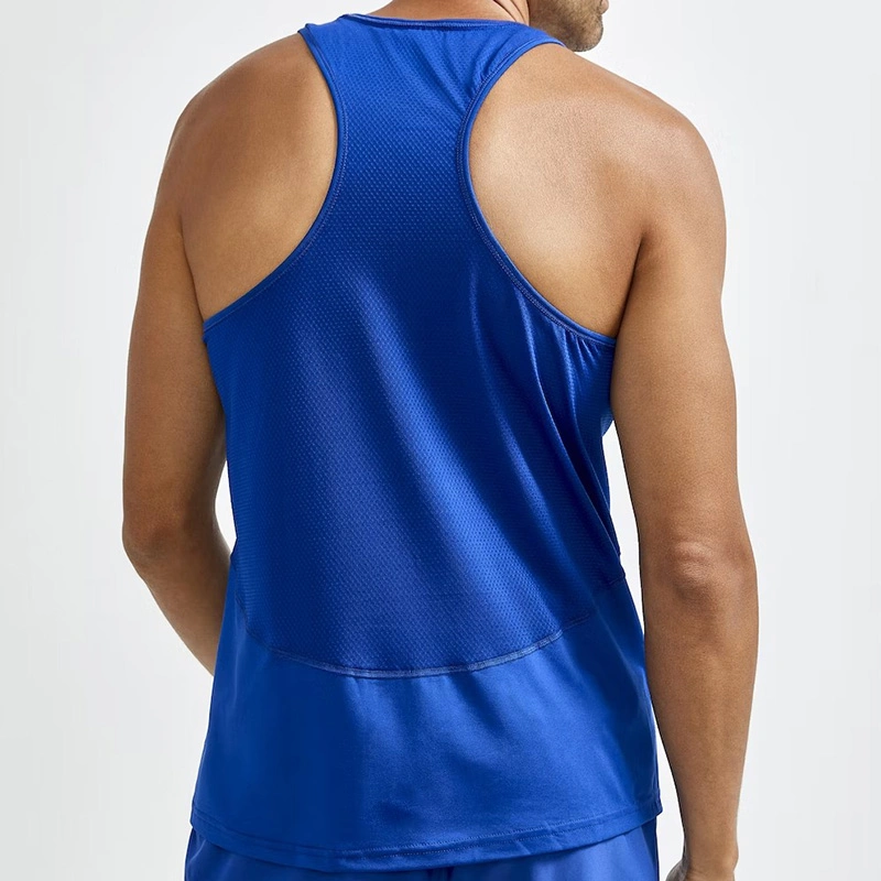 Gimnasio Gimnasio simple logotipo personalizado Racerbaack Camisetas de color azul para los hombres