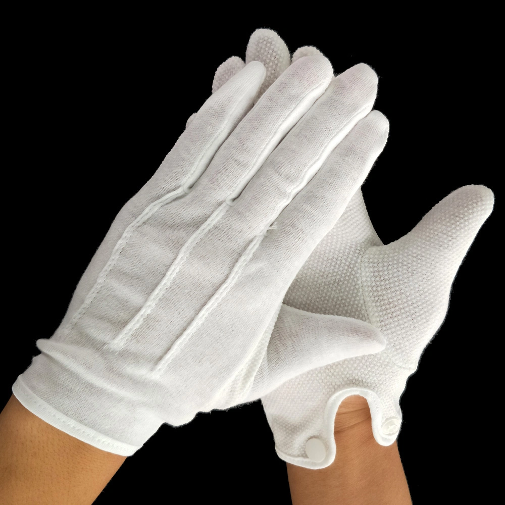 Plastic Button Cuff Supply Formal Funeral Anti Slip White Cotton Gloves