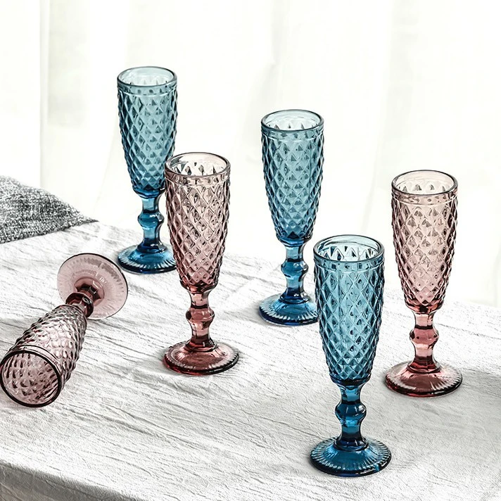 Diamond-Based Pigment Primary Color Champagne Beer Cocktail Glass Red Wine Glass Goblet Juice Glass