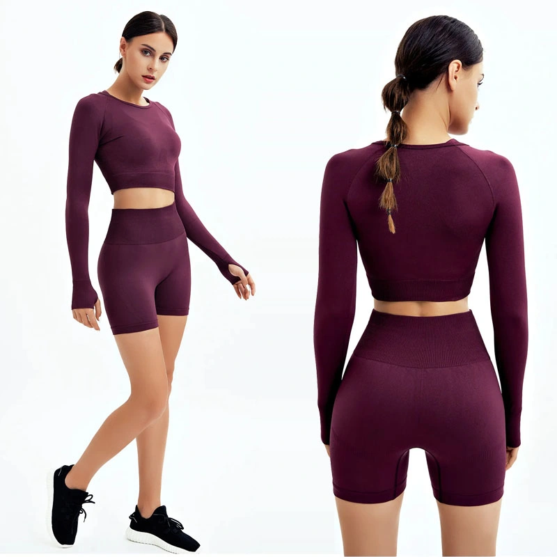 Yoga Set Seamless Women's Sports Suit Workout Clothes Athletic Wear Gym Legging Fitness Bra Crop Top Long Sleeve Sportswear