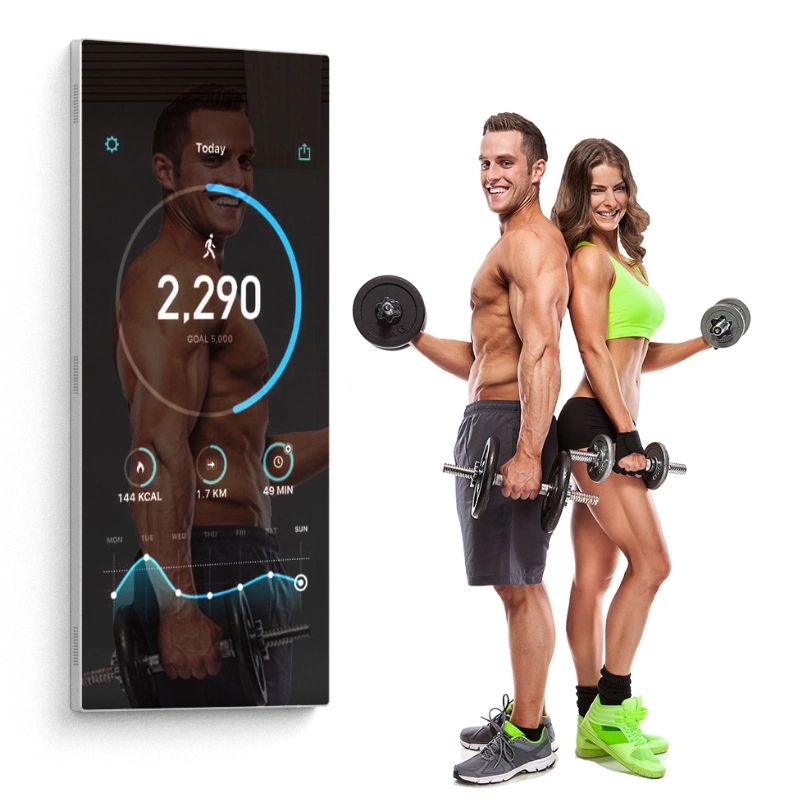 32 Inch Touch Screen Floor Stand Large Smart Fitness Mirror for Exercise Room