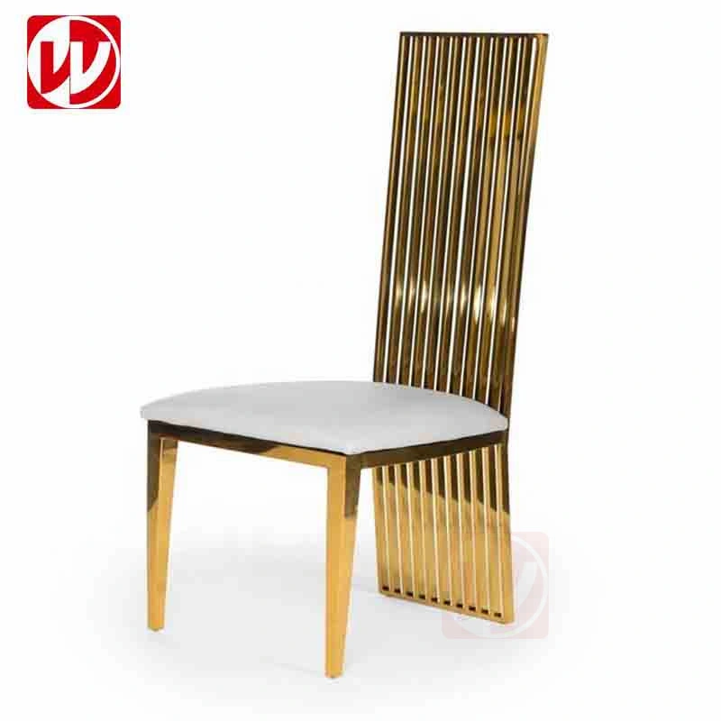 Luxury Gold Wedding Chair High Back Stainless Steel Dining Chair for Event Reception