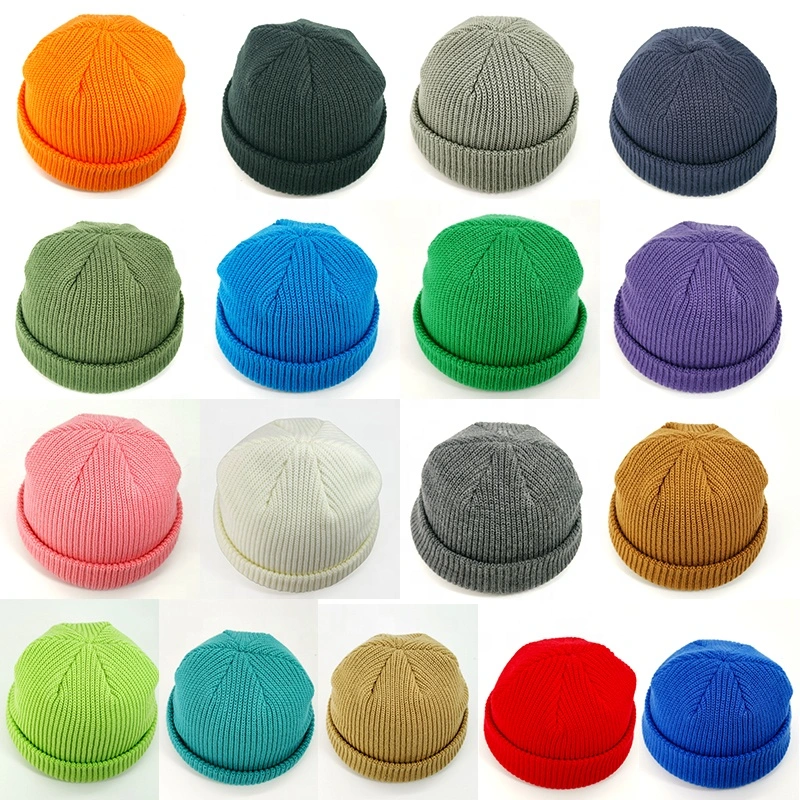 Chapeau tricoté pliable d'hiver de haute qualité en gros pour hommes/femmes, avec logo brodé personnalisé en acrylique à 100%, pour enfants.