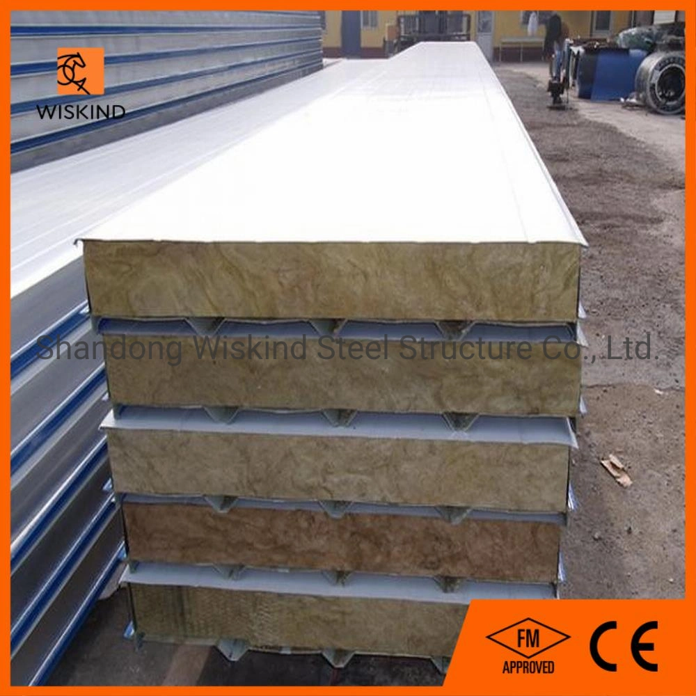 Fire Resistance/Sound Absorption Glass Wool Rock Wool Wall/Roof Composite Board for Steel Building with CE/FM