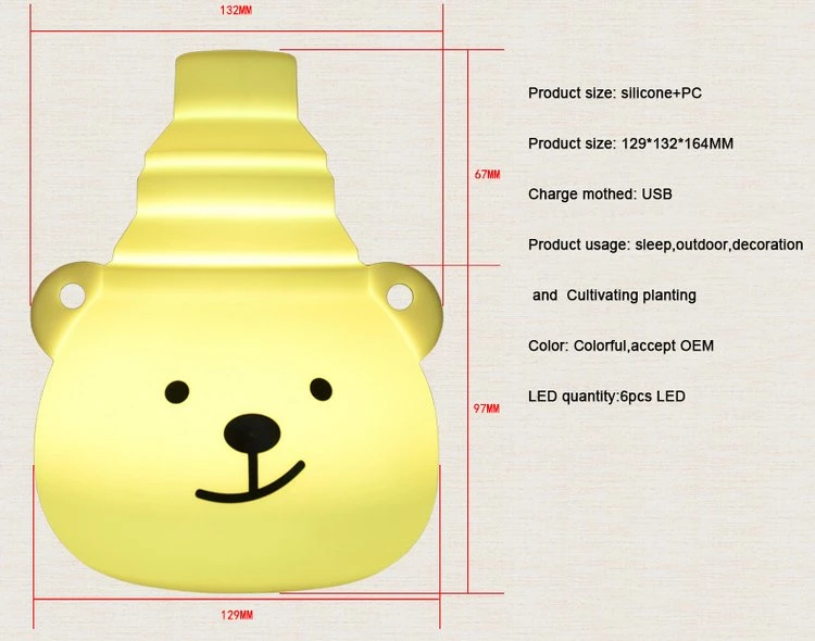 High quality/High cost performance  3D Night Light Colors Changeable Bear Shape Baby Choice Mini Size LED Kid&prime; S Toys Silicone Bedside Lamp for Children Baby