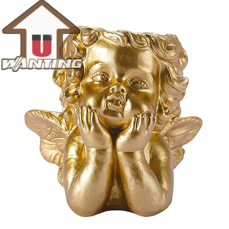 Beautiful Design Bust Baby Angel Face Head Child Statue Flower Pot Outdoor