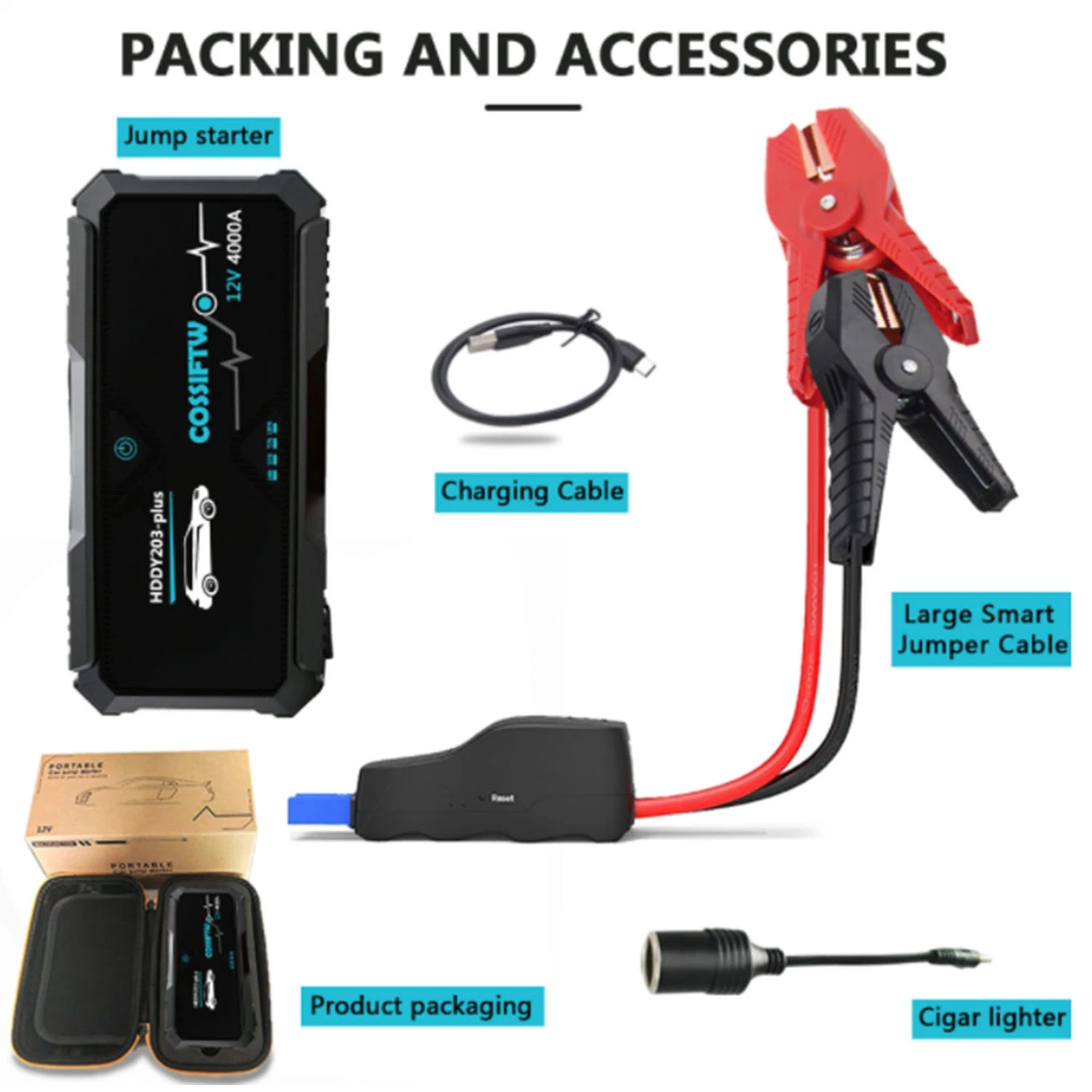 Leistungsstarke Hochleistung Jump Starter 4000A Diesel Batterie Auto Jump Starter-Pack