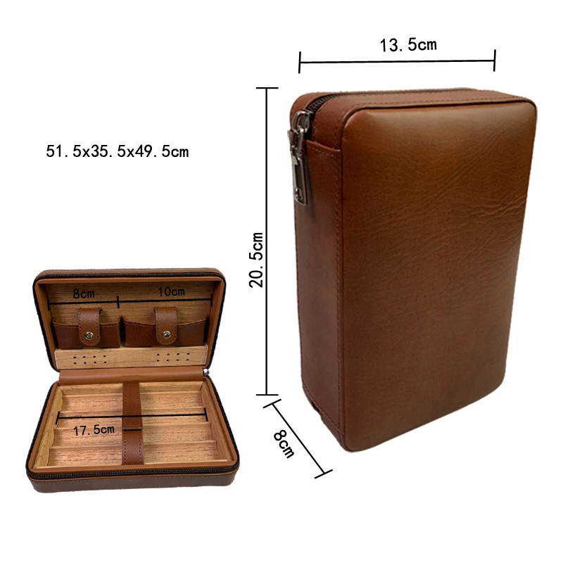 Ea344 Hersteller Luxus Zubehör Zeder Holz Reise Humidor Ledertasche Großhandel/Lieferant Logo Storage Custom Zigarren Box