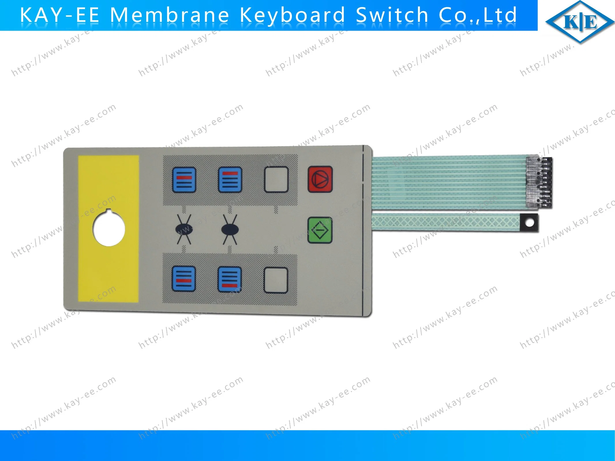 Pillow Embossed Keys Membrane Switch with ESD Shield and 2 Tails out with AMP Housing