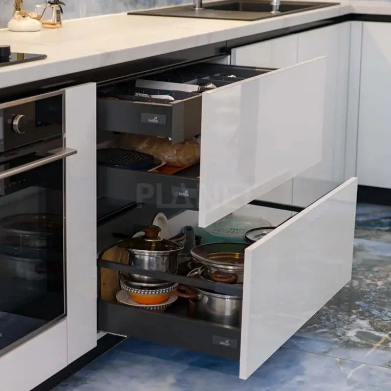 Estilo americano francés de diseño blanco de país completo de cocina con gabinetes modernos personalizados de paquete plano con Taverntine