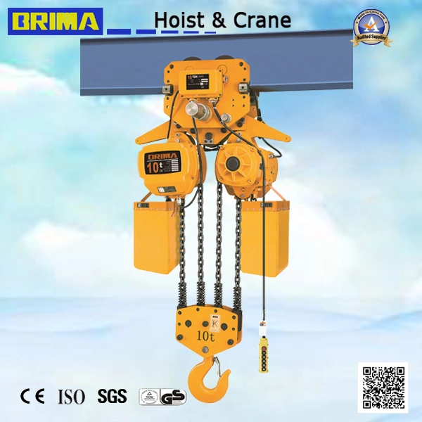 10t 4 Chain Falls Single Speed Electric Chain Hoist with Electric Trolley