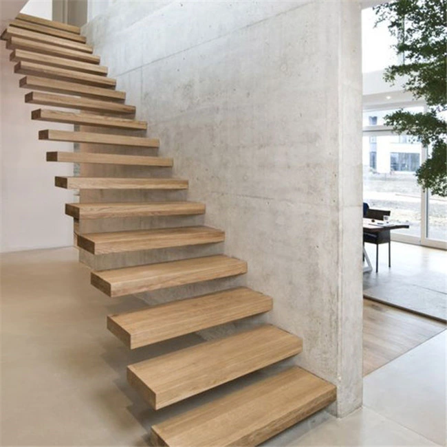 Steel Wood Modern Competitive Price Floating Straight Staircase