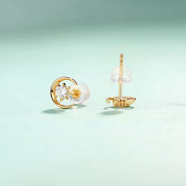 أزياء أنيقة 5A Zircon Stud Earrings 14K 18K Gold Fashion Accessories أكسسوارات الهلال القمر نجم محاجر لمجوهرات الأزياء محاجر