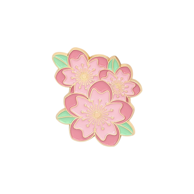 Kpop Hijab Cherry Flower Brooches Hard Enamel 50th National Day Gift Lapel Pins