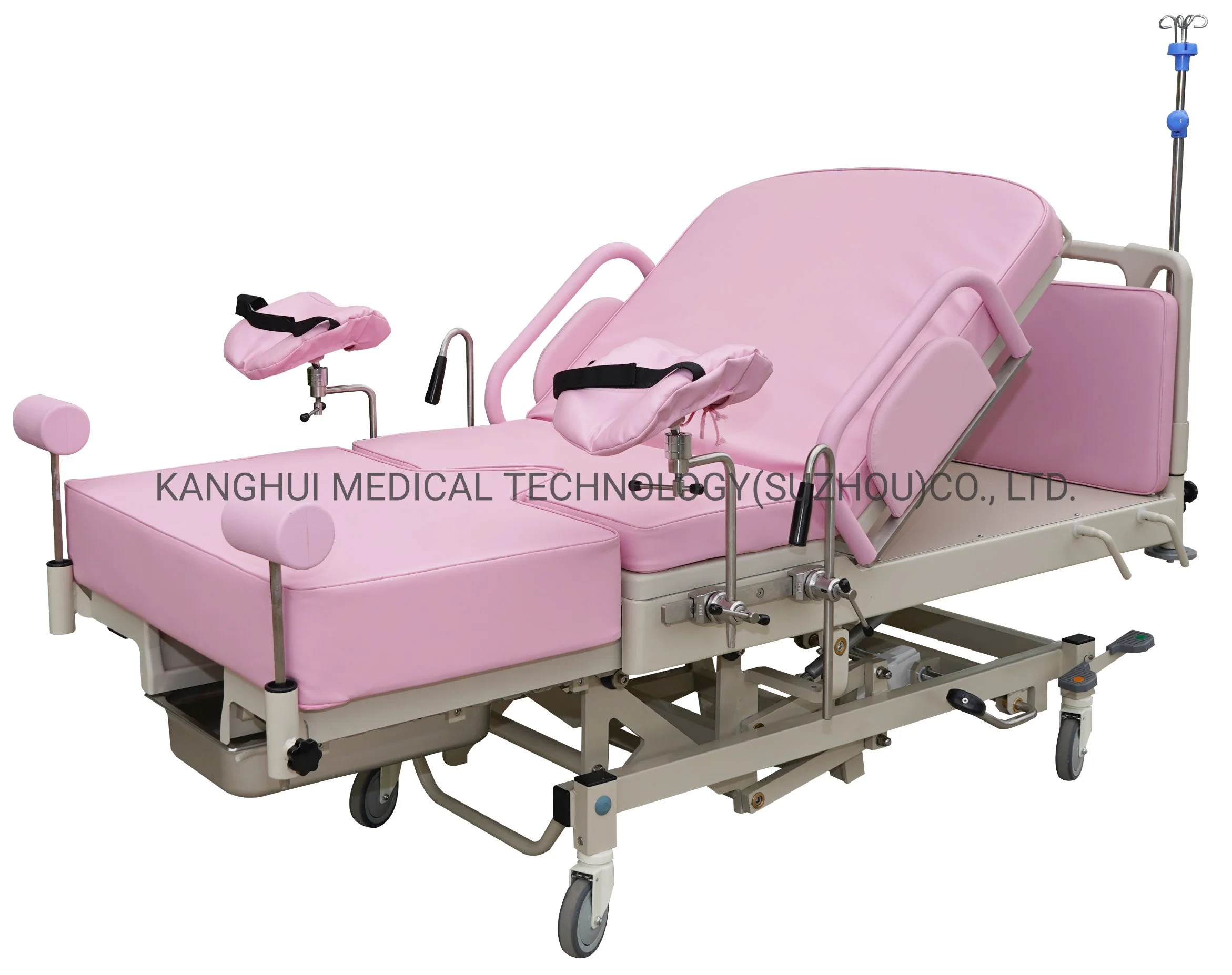 Multi-Function Adjustable Manual Gas Spring Type Ldr Childbirth Operation Recovery Bed with Head Board and Guard Rail