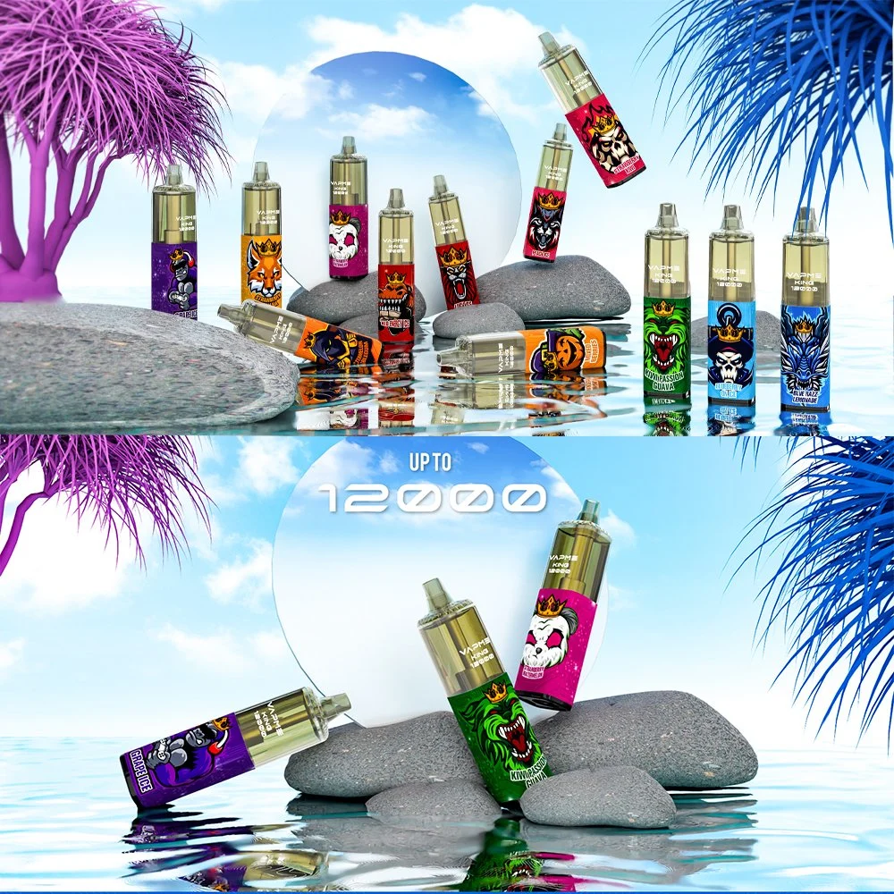 Original Vapme King 12000 bouffées d'E-cigarettes jetables de 650 mAh batterie rechargeable de l'air Mesh 20ml de la bobine de commande de pré-rempli Pod 12K Big Kit vapeur 18 couleurs