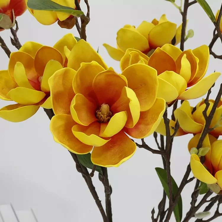 Wholesale/Supplier Newest Real Touch Artificial Magnolia Flowers PU Magnolia Flower Indoor Decorative