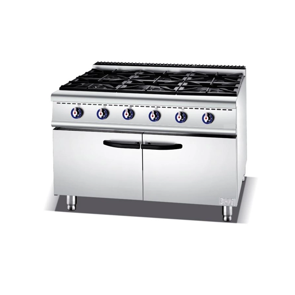 High Quality Hot Sale Gas 6 Burner Range with Cabinet Commercial Use