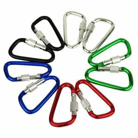 Aluminum Carabiner Lightweight D-Shape Spring Clips for Keychain Climbing Fishing, Hiking Outdoor