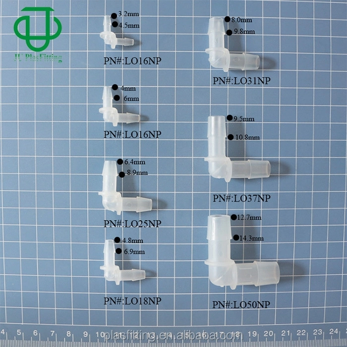 Ju plástico negro en forma de L 1/8" de 3,2 mm de púa de doblar el codo de tubo acodado de colocación de 2 maneras de 90 grados de Conector de tubo de alambre de púas