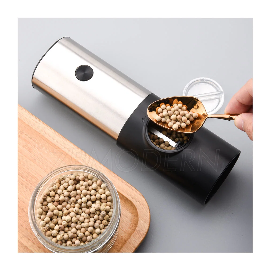 Automatic Operation Stainless Steel Gravity Electric Mill Pepper and Salt Grinder Set