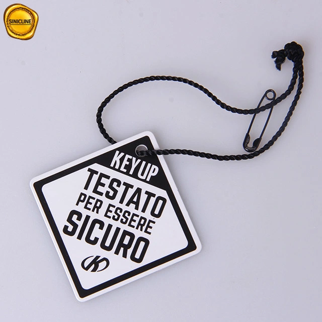 Sinicline Custom Printed Diamond Paper Hangtag with String and Safety for Garment