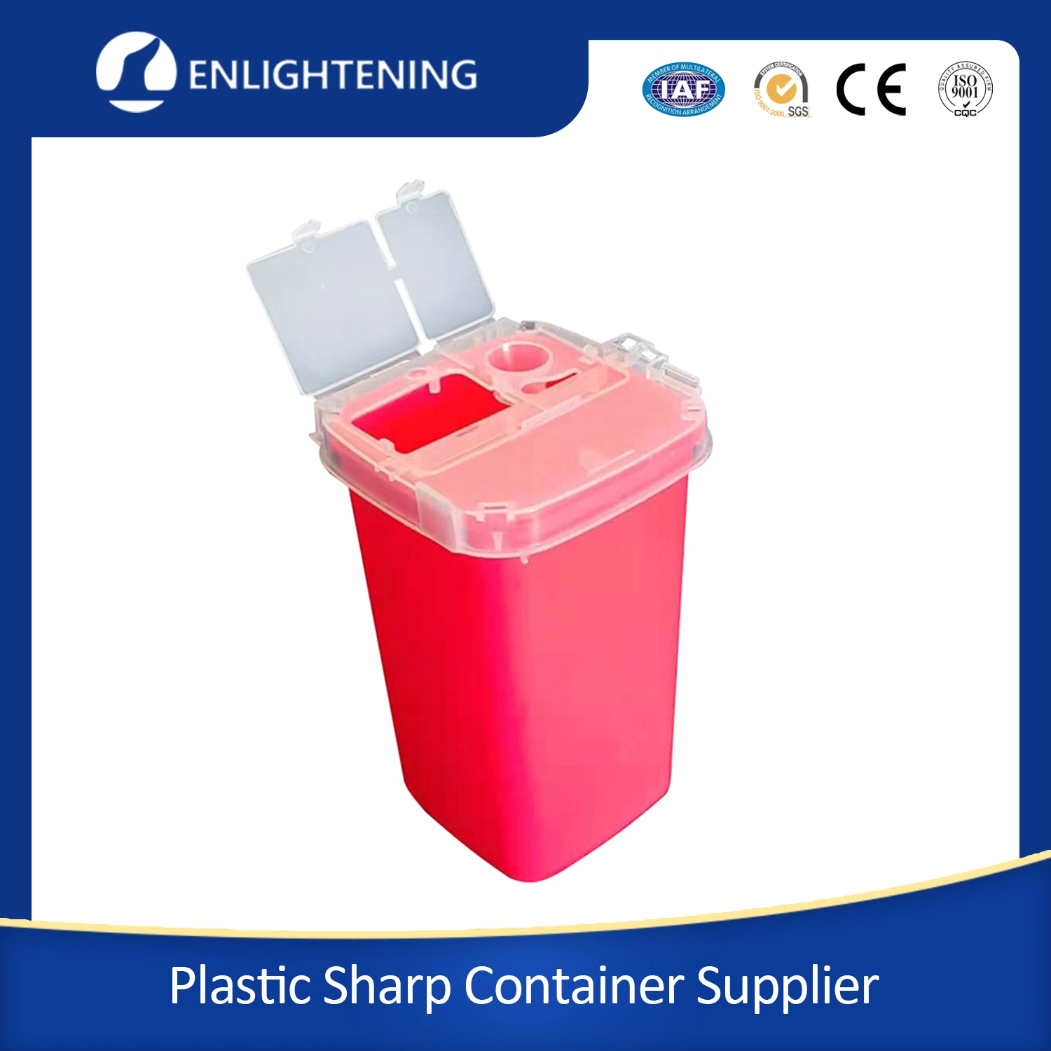 Round Plastic Medical Disposable Sharp Container /Sharp Box /Sharp Bins /Medical Sharps Container with Lid Mount for Waste Needle