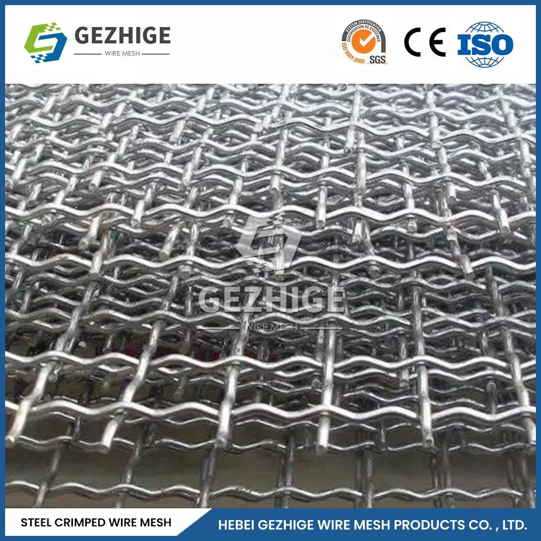 Gezhige Decorative Wire Mesh China Galvanized Crimped Wire Mesh Factory Square Hole and Rectangle 4.05mm Wire Diameter Stainless Steel Woven Wire Mesh