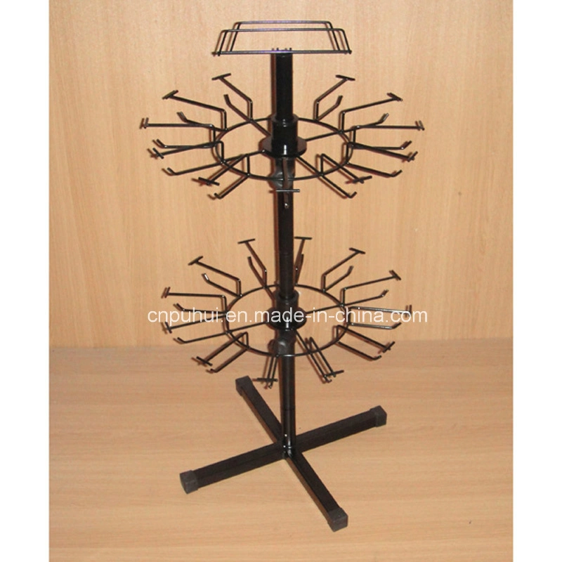 Metal Wire Rotating Hooks Counter Display Stand for Hanging Cables (PHY1009)