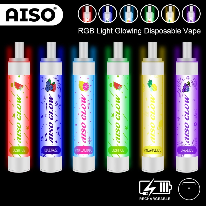 OEM precio de fábrica 8,5ml AISO Glow 2600puffs LED desechable VAPE Pluma