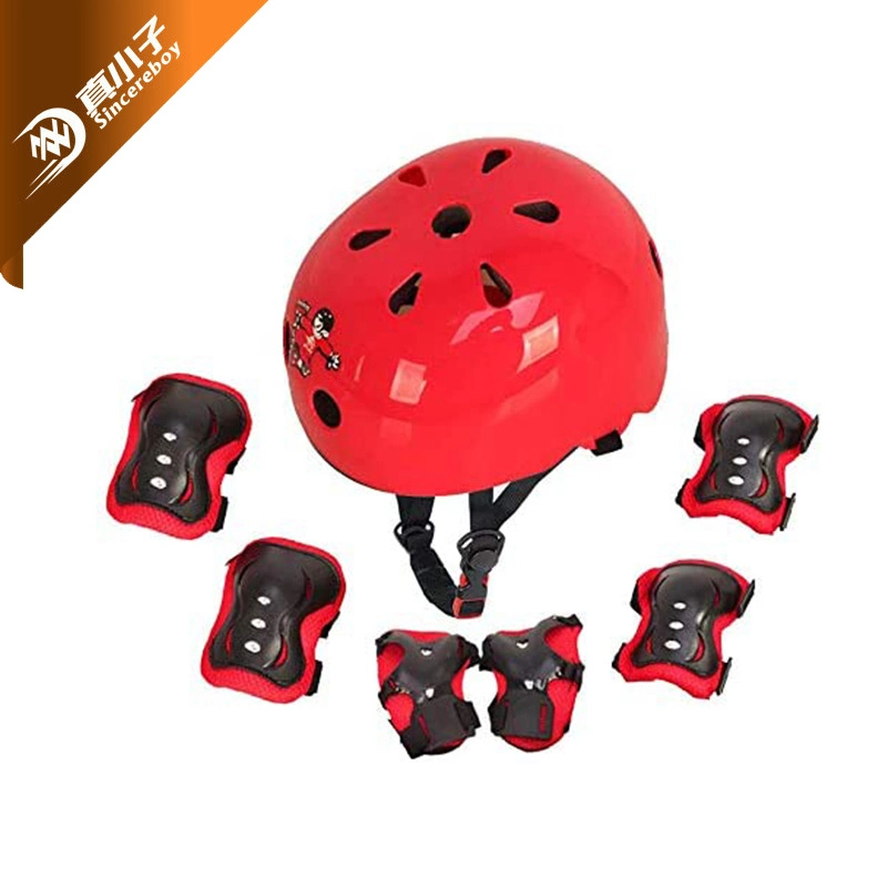 Les enfants Multi Sports Jeu de pignons de protection 7 en 1 Équipement de protection Jeu d'électrodes de casque de vélo de rouleau de planche à roulettes