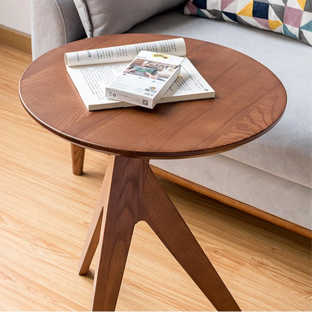 Nordic Style Ash Wood Round Side Table 19.69''