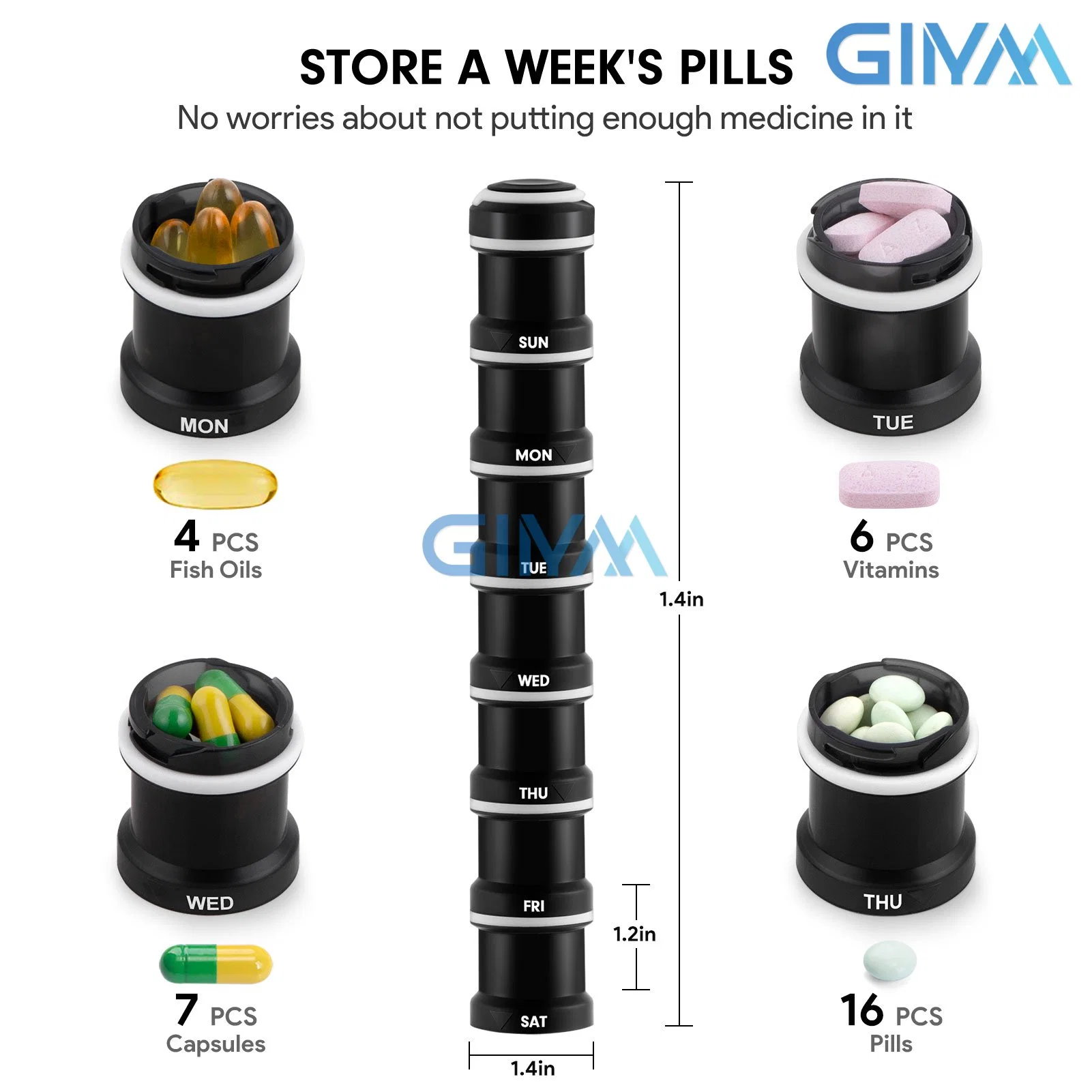 Convenient Stackable 7 Day Pill Box