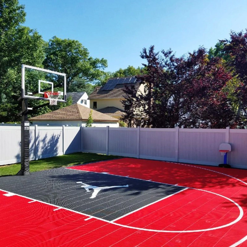 30X60 Feet Outdoor Multi Sport Court with Basketball Court and Tennis Line for Family Backyard Home Court Sports