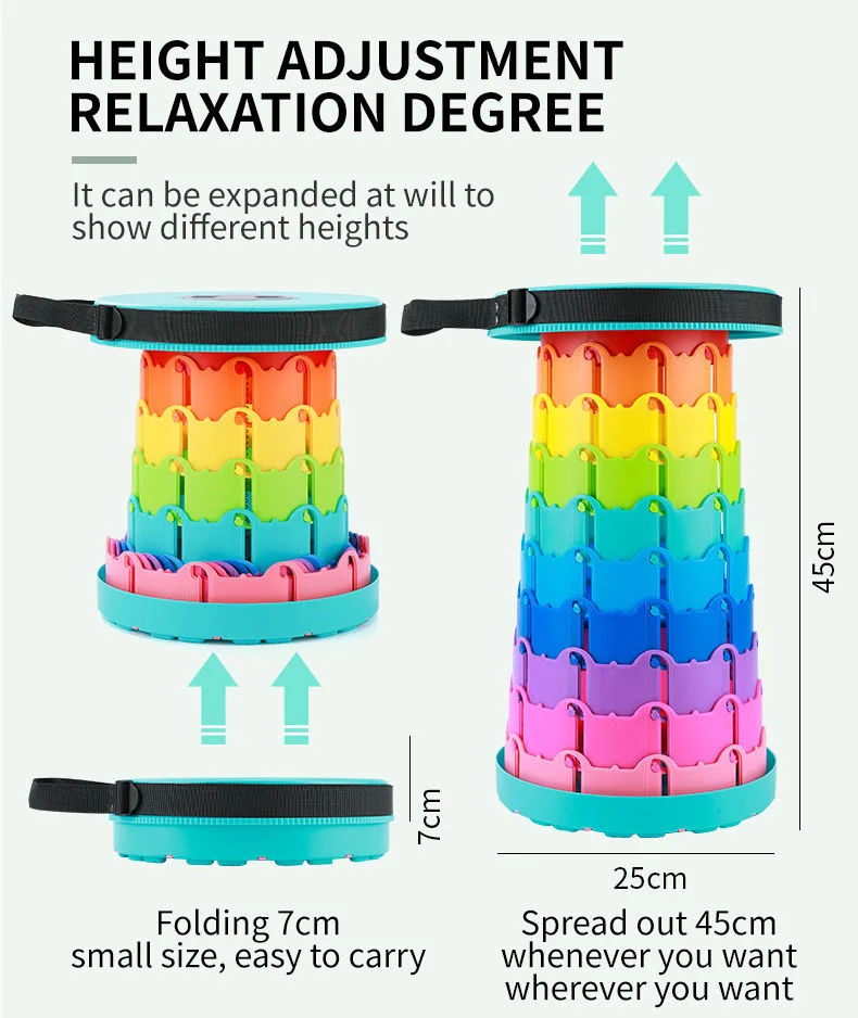 Nuevo diseño Collapsable actualiza portátil telescópica Taburete Plegable Silla de mano de plástico retráctil