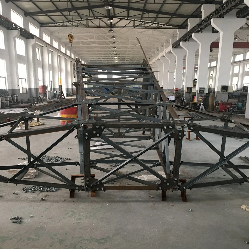 Certificated Galvanized Q345 33kv Transmission Line Double Circuit Steel Tower