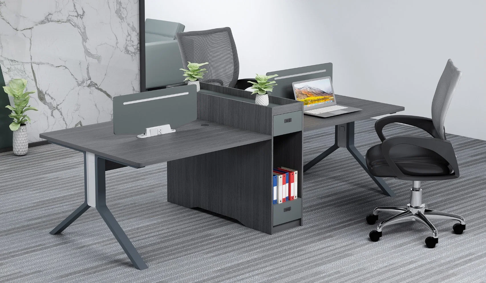 Nuevo Diseño moderno Mobiliario de Oficina MDF Moda de madera 2-4 asientos Estación de trabajo