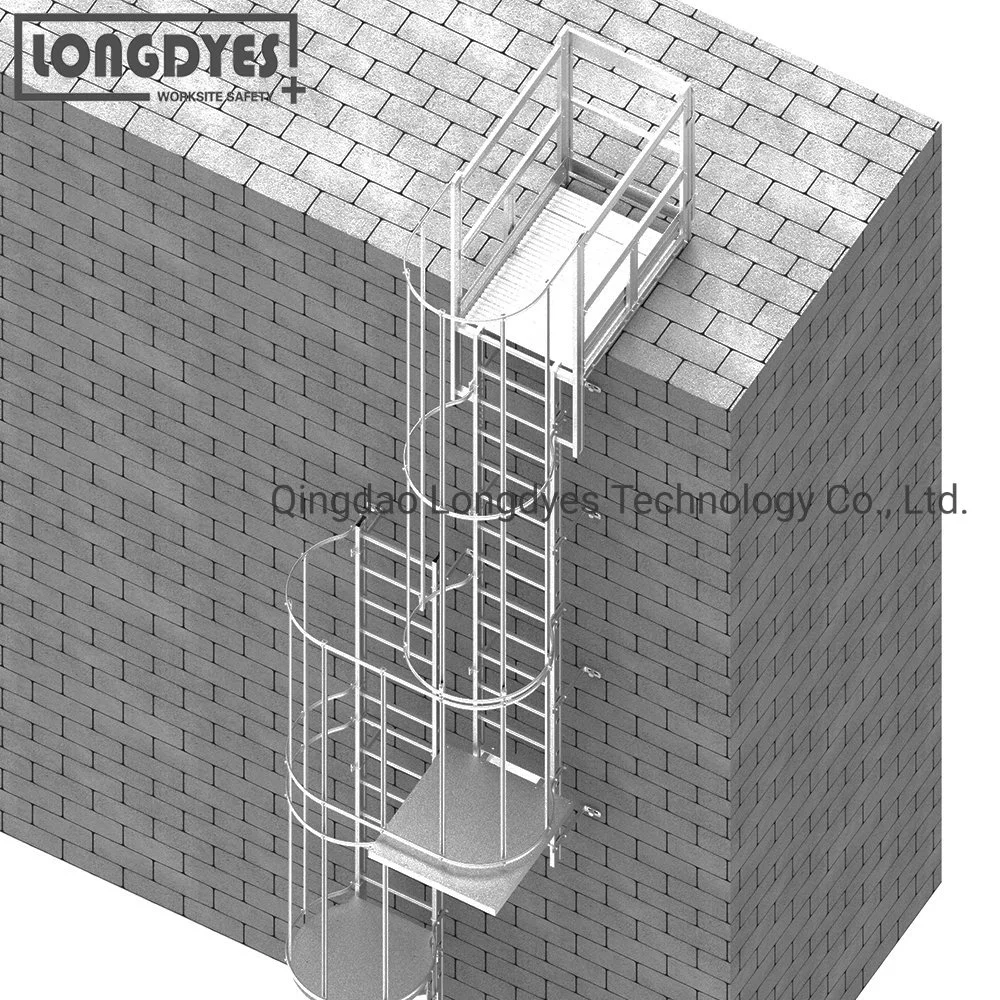 Seguro de que el paso de la escalera de la jaula de aluminio fijos para la seguridad de puesto de trabajo.